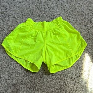 Highlight yellow lululemon hotty hot shorts in like new condution